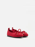 PAZZION, Mini Brooke Crystal Grid Flyknit Flats, Red