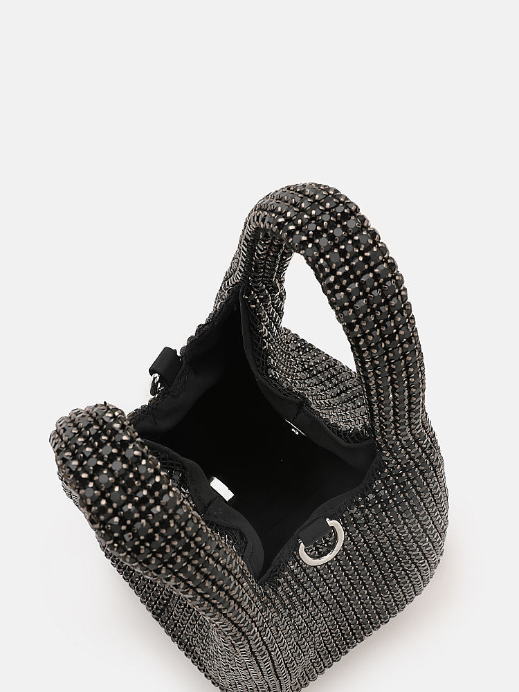 PAZZION, Mini Kaylee Diamante Embellished Purse Bag, Black