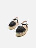 PAZZION, Mini Keeya Quilted Leather Espadrilles Sandals, Black