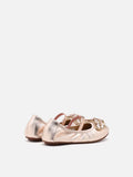 PAZZION, Mini Zoelle Pearls and Crystal Encrusted Flats, Champagne