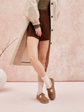 PAZZION, Monique Fur-Trim Buckled Loafers, Khaki