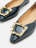 PAZZION, Narelle Gold Buckled Flats, Darkblue