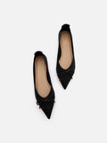 PAZZION, Natalia Bow Pointed-Toe Covered Flats, Black