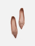 PAZZION, Natalia Bow Pointed-Toe Covered Flats, Champagne