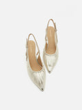 PAZZION, Natalia Ruched Crystal Slingback Heels, Gold