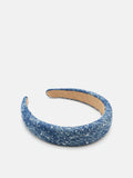 PAZZION, Natalya Crystal Embellished Denim Hair Band, Dark Blue