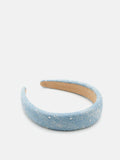 PAZZION, Natalya Crystal Embellished Denim Hair Band, Light Blue