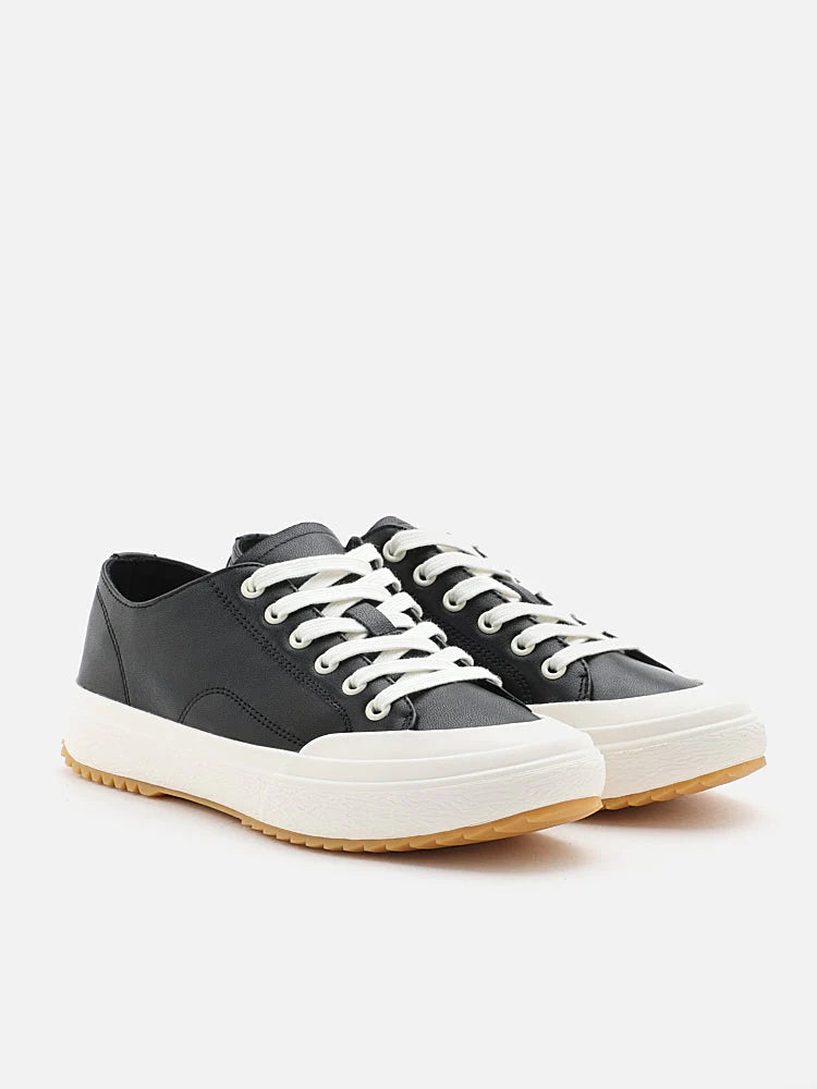 PAZZION, Nayeli Leather Sneakers, Black