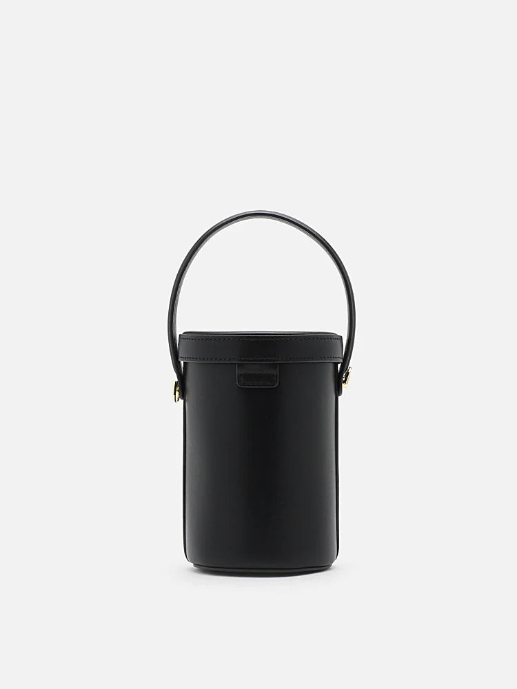 PAZZION, Nicolette Leather Cylinder Bag, Black
