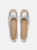 PAZZION, Novalyn Bow Leather Flats, Silver