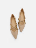 PAZZION, Odette Embellished Cross Strap Flats, Almond