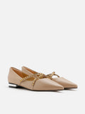 PAZZION, Odette Embellished Cross Strap Flats, Almond