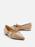 PAZZION, Odette Embellished Cross Strap Flats, Almond