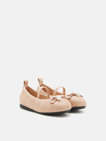 Mini Simona Quilted Pearl Bow Flats