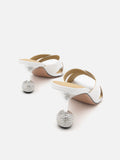 PAZZION, Ona Sparkly Strapped Heels, White