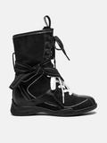 PAZZION, Onyx Velvet Laced Boots, Black