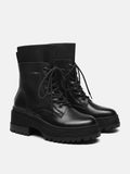 PAZZION, Ottilie Leather and Flyknit Ankle Boots, Black