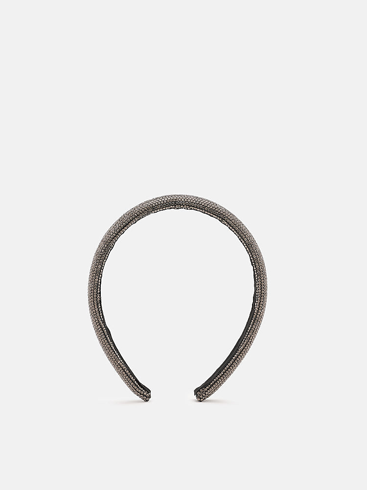 PAZZION, PAZZION Flat Base Embellished Hair Band, Pewter