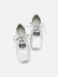 Pernille Metallic Lace-Up Flats