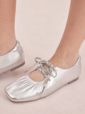 Pernille Metallic Lace-Up Flats