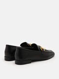 PAZZION, Perry Metal Buckle Loafers, Black