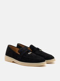 PAZZION, Phoenix Knot Detail Suede Loafers, Black