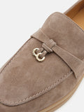 PAZZION, Phoenix Knot Detail Suede Loafers, Khaki