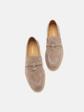 PAZZION, Phoenix Knot Detail Suede Loafers, Khaki