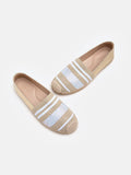 PAZZION, Piper Striped Knit Espadrilles, Gold