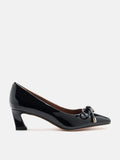 PAZZION, Quinella Bow Patent Heels, Black