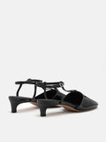 PAZZION, Quinn Patent Wide-Toe Slingback Heels, Black