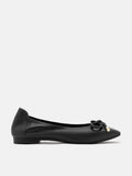 PAZZION, Raelynn Bow Square-Toe Covered Flats, Black
