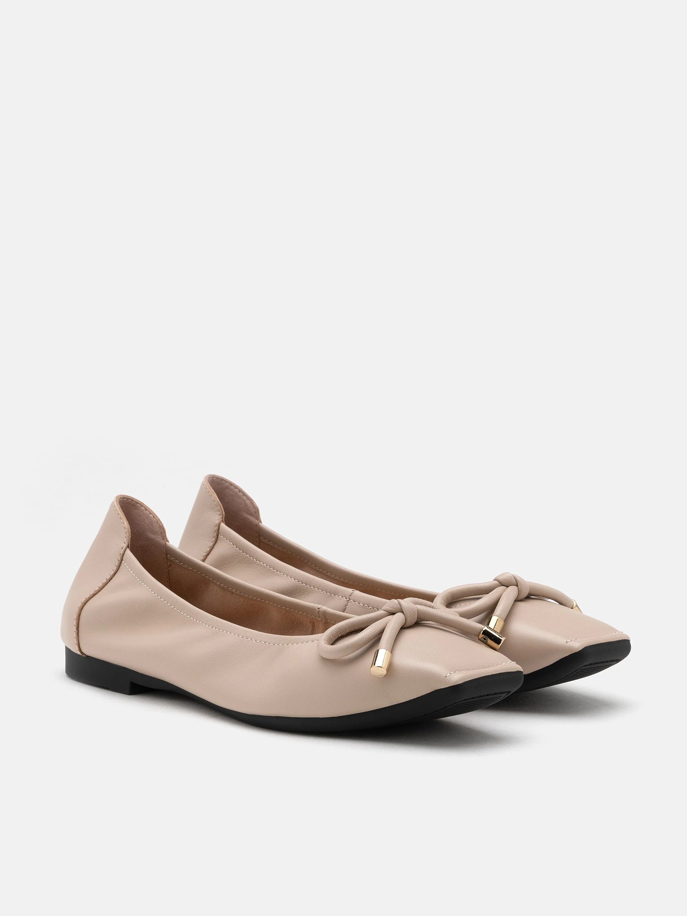 PAZZION, Raelynn Bow Square-Toe Covered Flats, Pink