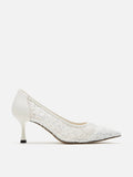 PAZZION, Raena Sequined Mesh Heels, White