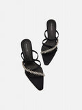 PAZZION, Ratana Crystal Embellished Strap Heel Sandals, Black