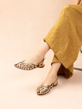 PAZZION, Rebekah Strappy Metallic Slingback Flats, Gold