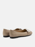 PAZZION, Reese Weaved Silver Buckled Flats, Khaki