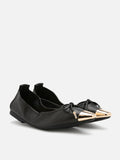 Reign Metal Toe Cap Bow Foldable Flats