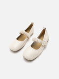 PAZZION, Remi Ruched Strap Mary Janes, Beige
