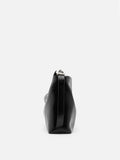 PAZZION, Rexine Textured Buckle Shoulder Bag, Black