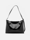 PAZZION, Rexine Textured Buckle Shoulder Bag, Black