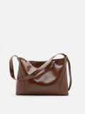 PAZZION, Rexine Textured Buckle Shoulder Bag, Brown