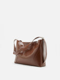 PAZZION, Rexine Textured Buckle Shoulder Bag, Brown