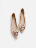 PAZZION, Rosalie Floral Point-Toe Flats, Almond