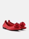 PAZZION, Rosalie Floral Point-Toe Flats, Red