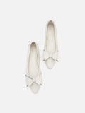 PAZZION, Scarlett Crystal Embellished Double Bow Flats, White