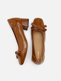 PAZZION, Silvianne Bow-Tied Leather Heels, Brown