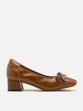 PAZZION, Silvianne Bow-Tied Leather Heels, Brown