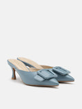 PAZZION, Solada Pointed Buckle Mule Heels, Blue