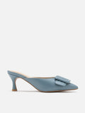 PAZZION, Solada Pointed Buckle Mule Heels, Blue